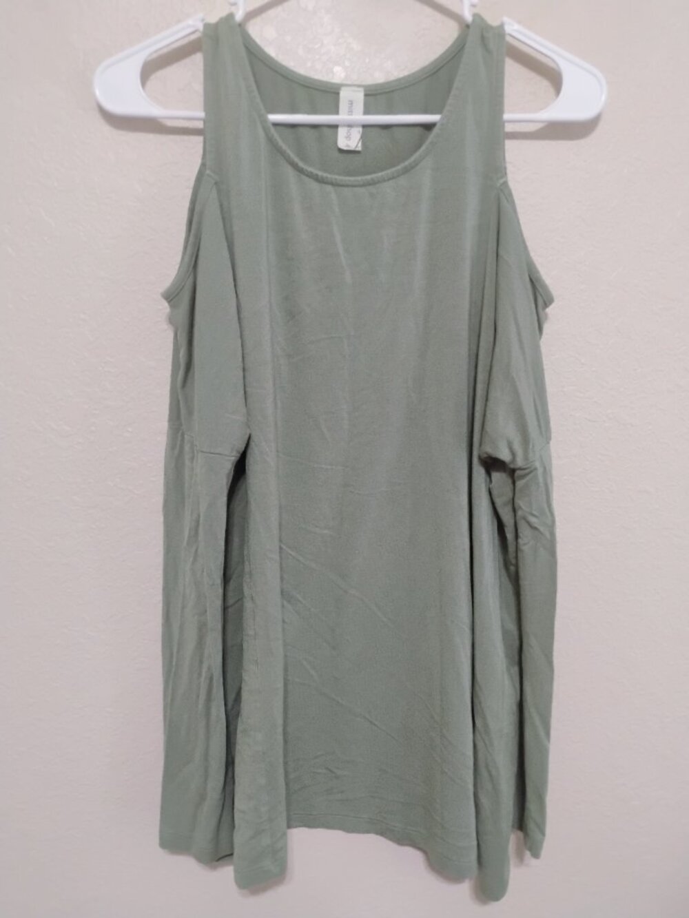 Mittoshop S Sage Green Cold Shoulder Tunic Top Bamboo Stretch Long Sleeve